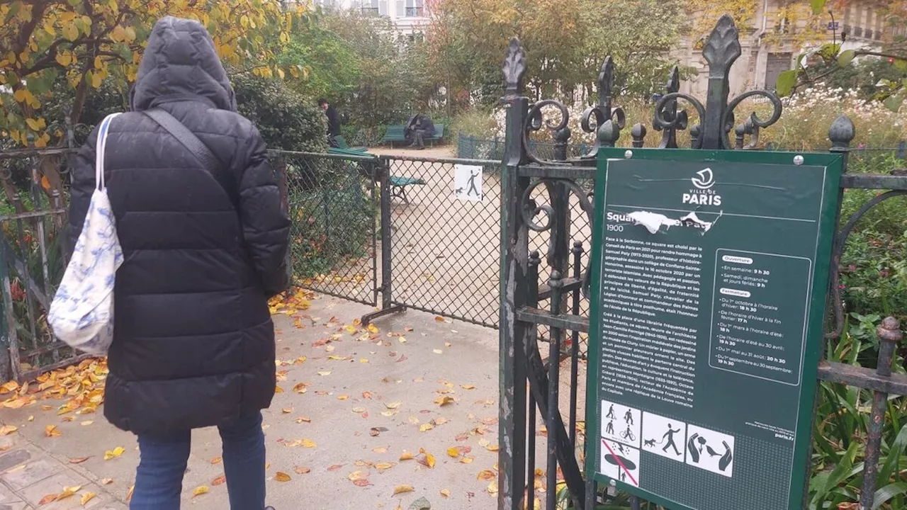 « C’est inacceptable » : à Paris, le panneau à l’entrée du square Samuel-Paty dégradé