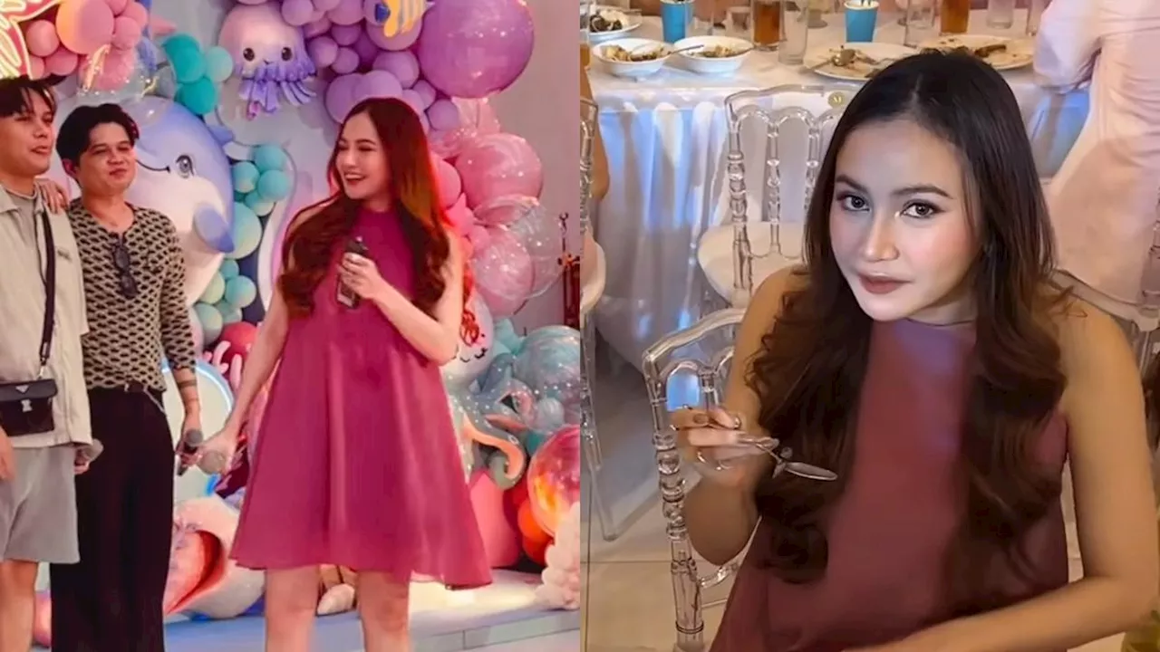 10 Potret Mahalini Pakai Mini Dress Pink di Ultah Azura, Diduga Hamil