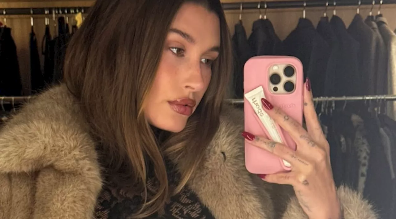 Hailey Bieber's Postpartum Style Now Includes Lace Tops, Visible Bras, and Fur Coats