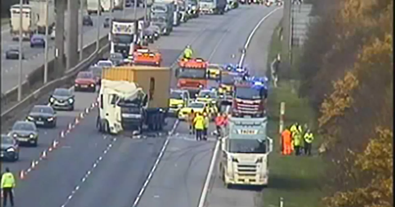 Four miles of traffic on A1M after two-lorry crash closes two lanes