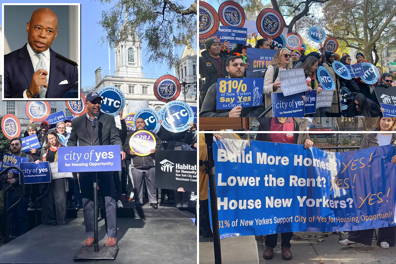 Proponents of Adams' controversial 'City of Yes' housing plan rally outside City Hall