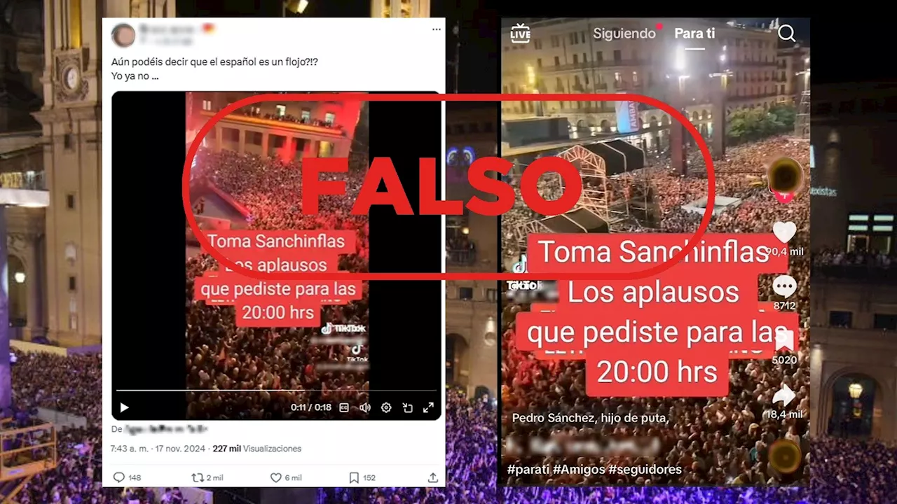 No son cánticos contra Pedro Sánchez tras la DANA, este vídeo es antiguo y está manipulado