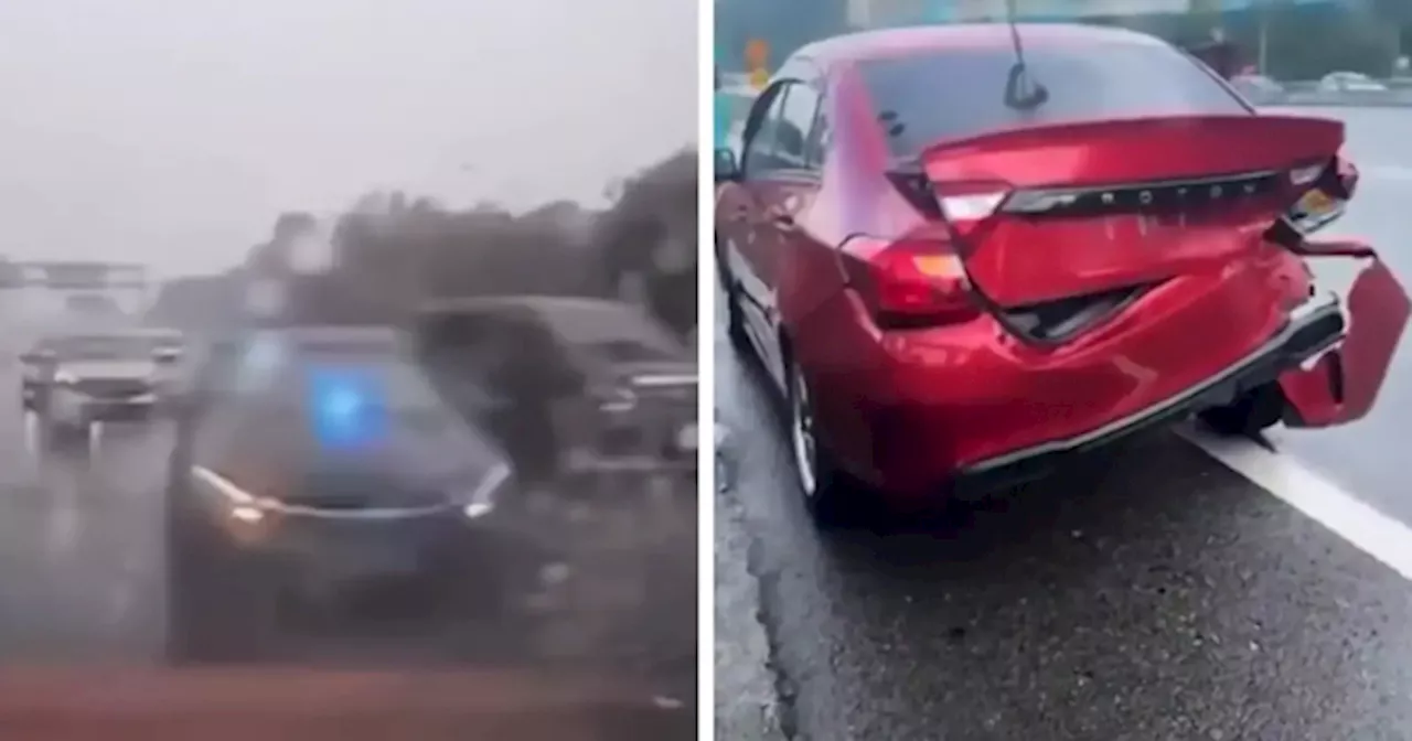 Video Shows VIP Escort Crashing Into A Proton Saga On North-South Expressway