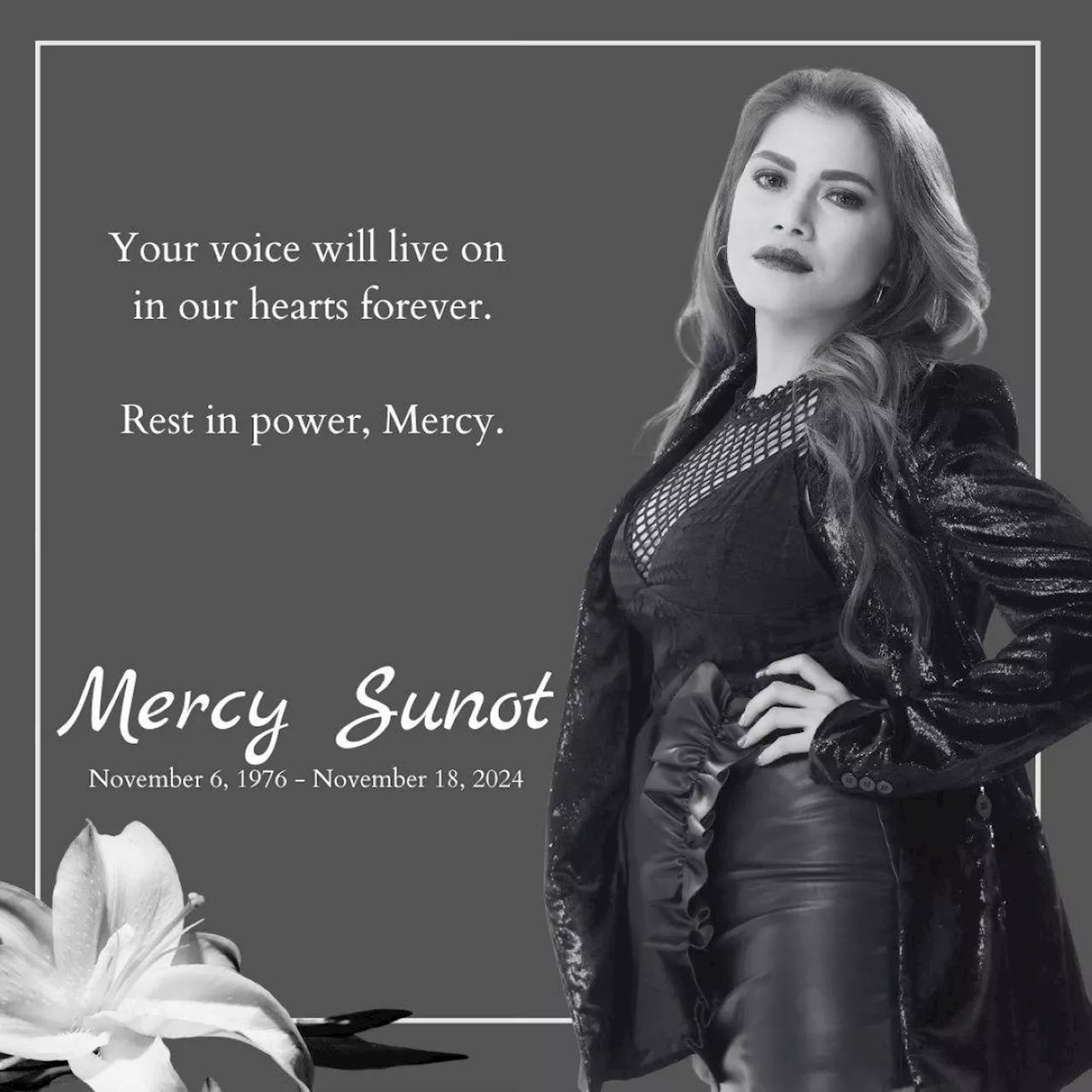 Mercy Sunot, Aegis vocalist, passes away at 48