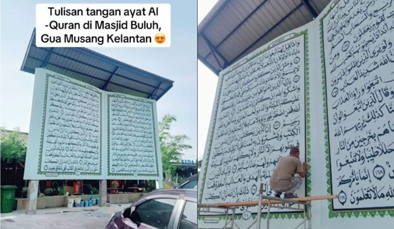 “Selagi Tak Runtuh, Selagi Itulah Pahala Mengalir” – Lelaki Hasilkan Replika Al-Quran Gergasi Dengan Tulisan Tangan