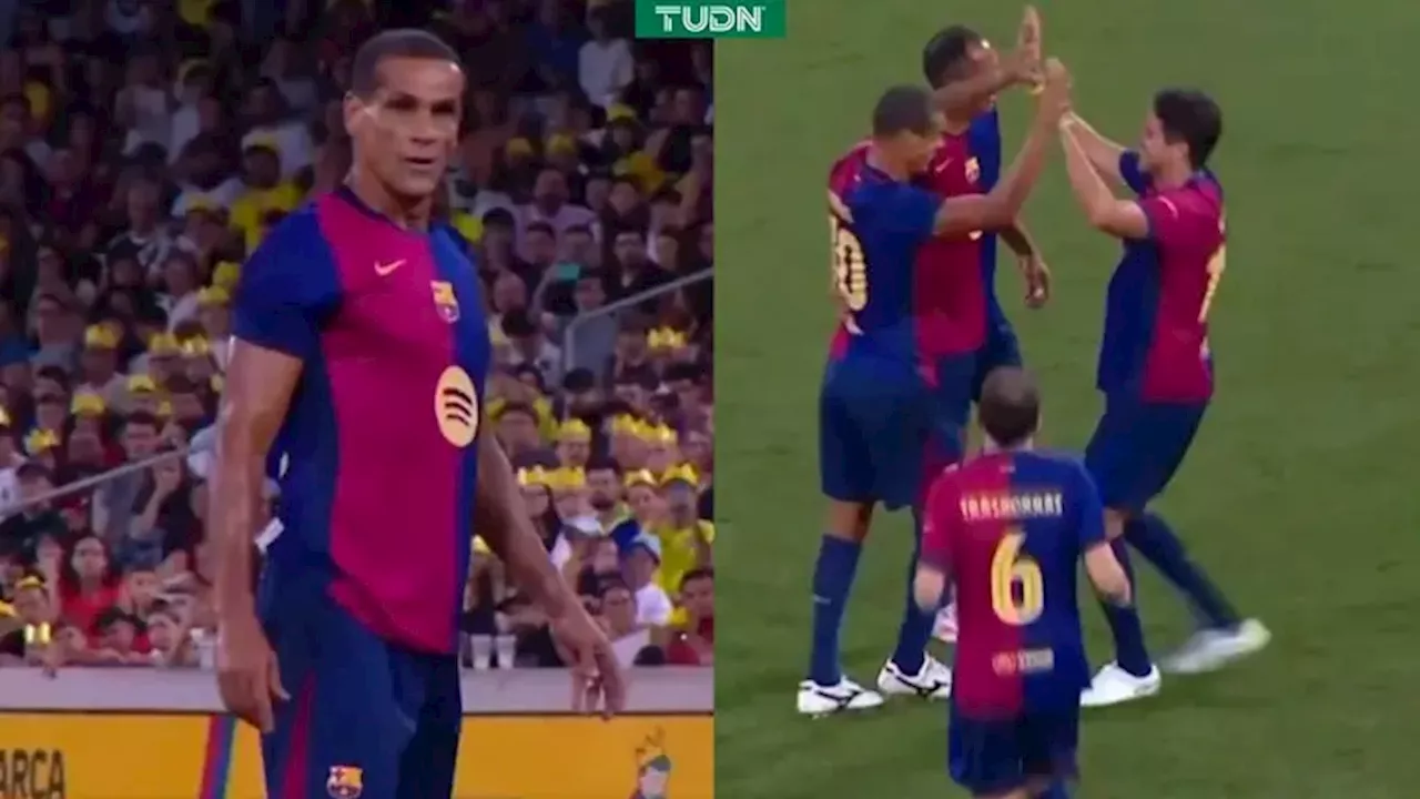 Rivaldo anota golazo con las Leyendas del Barcelona en partido benéfico en Brasil