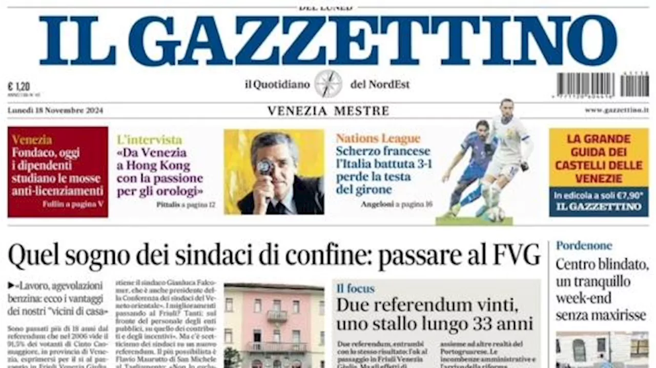 Il Gazzettino: 'Scherzo francese, l'Italia battuta 3-1 perde la testa del girone'