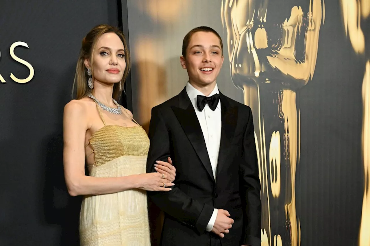 Angelina Jolie Favors Bohemian Glamour in a Dress She Found in a Vintage Shop for Governors Awards 2024 With Son Knox Jolie-Pitt