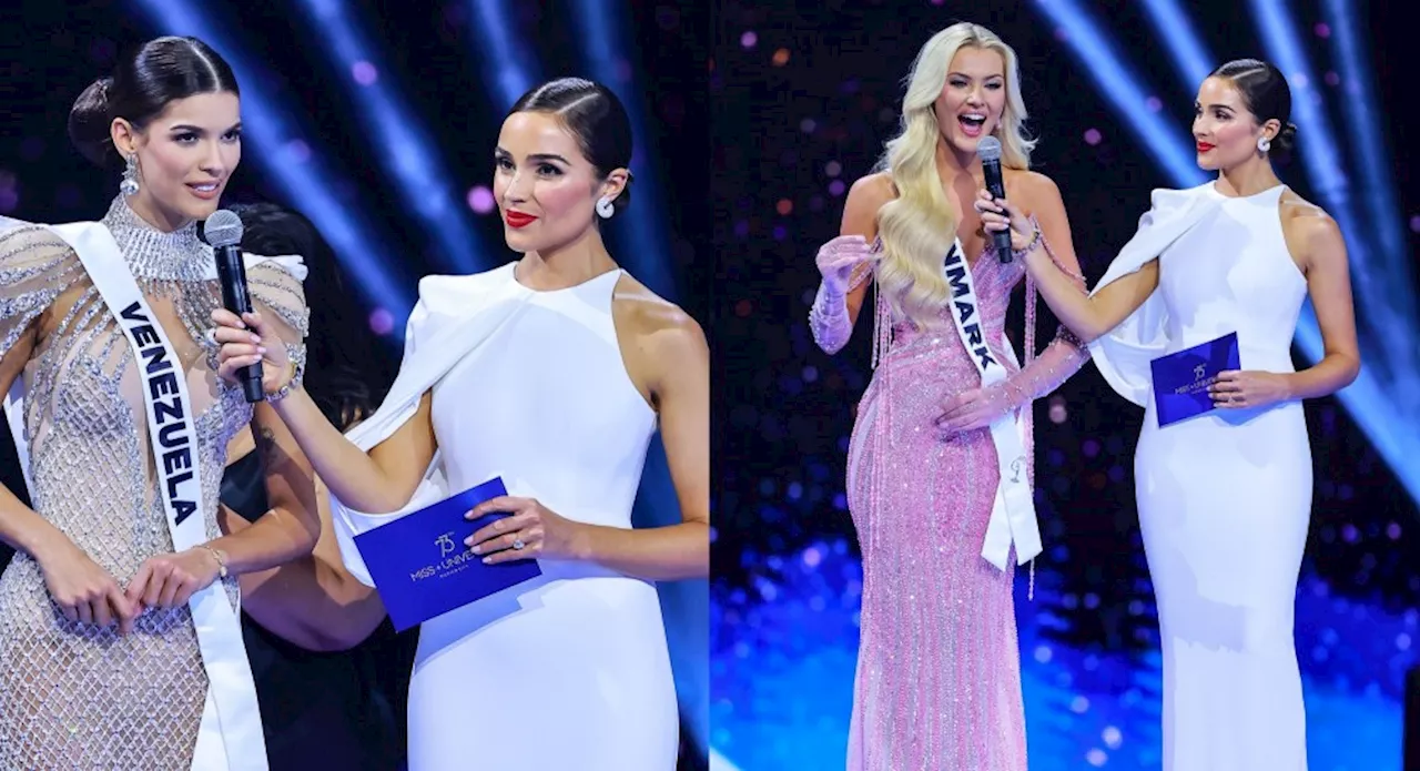 Olivia Culpo Hosts Miss Universe 2024 in Gleaming White Bodycon Dress