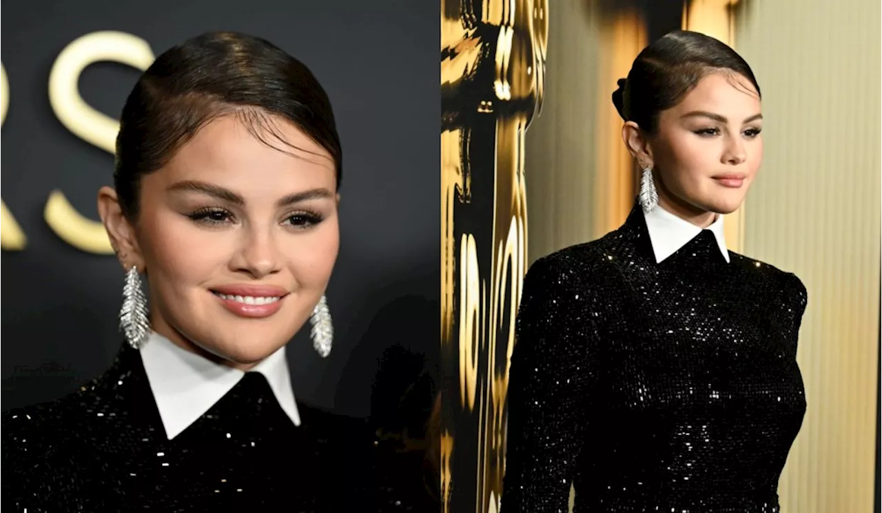 Selena Gomez Sparkles in Collared Ralph Lauren Dress at 2024 Governors Awards