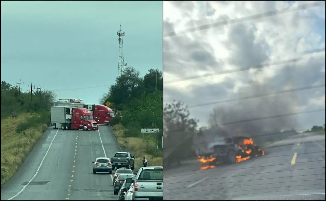 Civiles armados y elementos de la Guardia Estatal se enfrentan en carretera de Tamaulipas; reportan bloqueos y robo de una patrulla