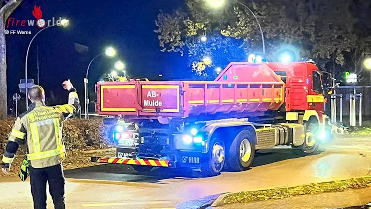 D: Schwieriger Einsatz bei brennendem Photovoltaik-Batteriespeicher im Keller eines Wohnhauses in Werne