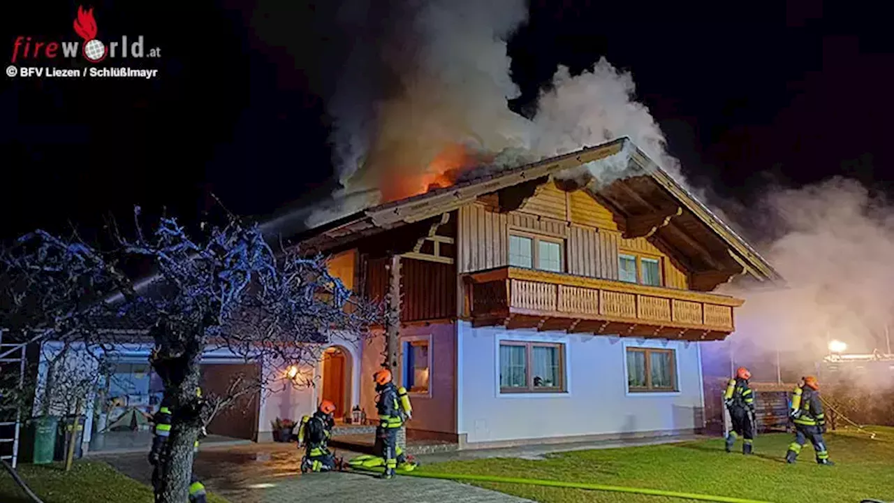 Stmk: Brennendes Einfamilienhaus in Gröbming → 7 Wehren im Einsatz