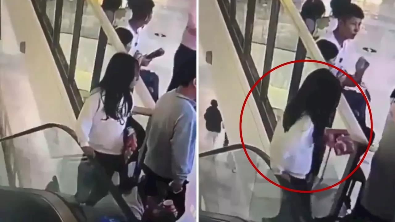 Mujer Se Recarga en Escaleras Eléctricas de Plaza Comercial Muere al Caer China