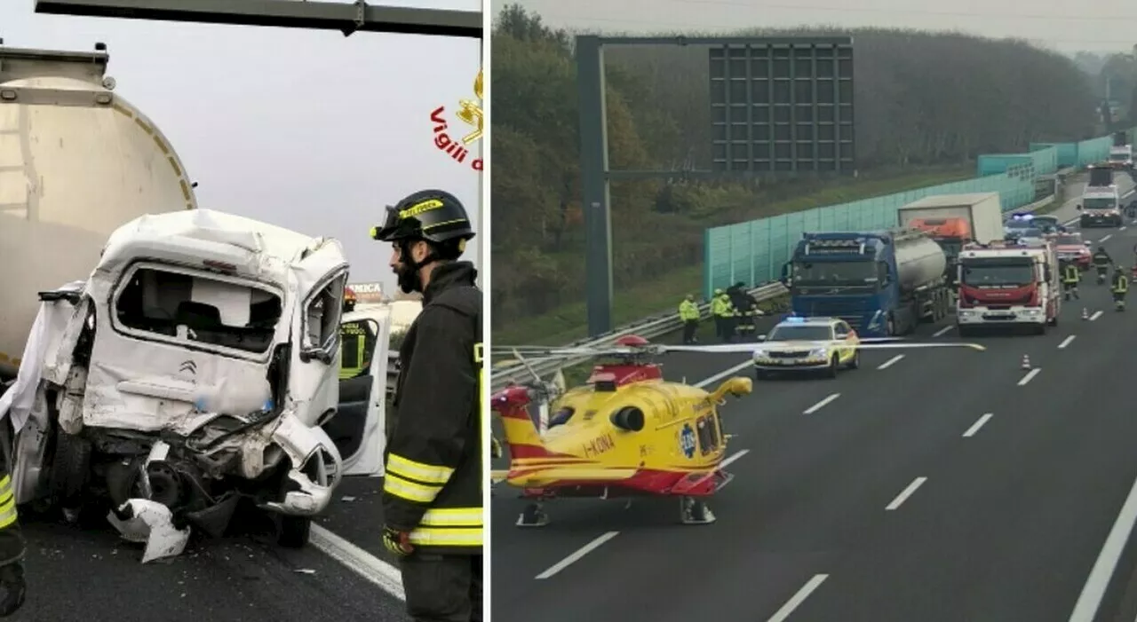 Incidente stradale in A4: Michela Mezzetti muore nel furgone schiacciato fra due tir