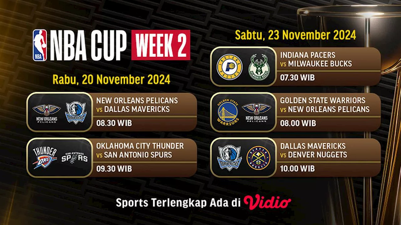 Jadwal dan Link Siaran Langsung NBA Cup 2024/2025 Matchweek 2 di Vidio