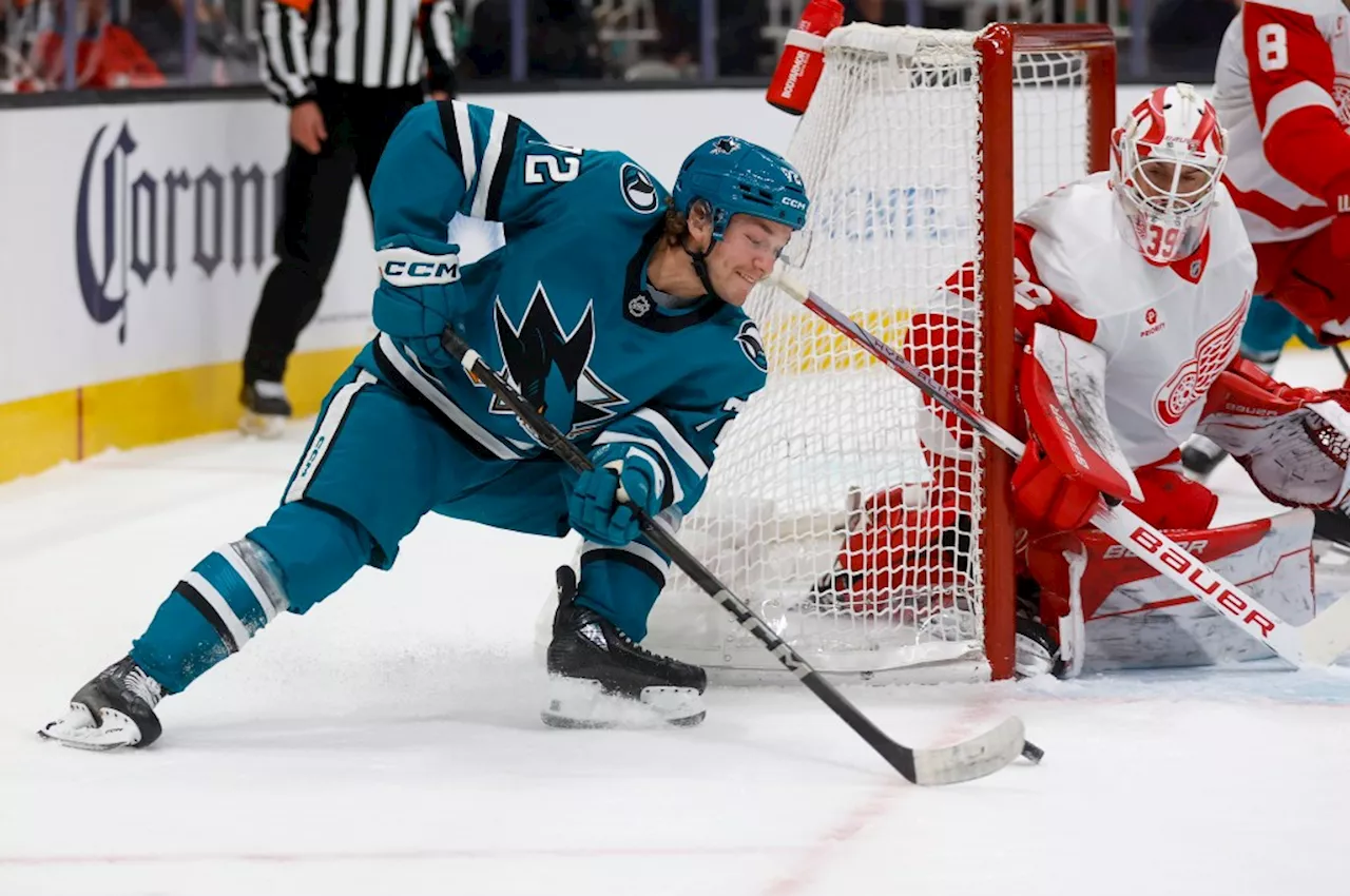 Celebrini’s career-first moment leads Sharks past Red Wings