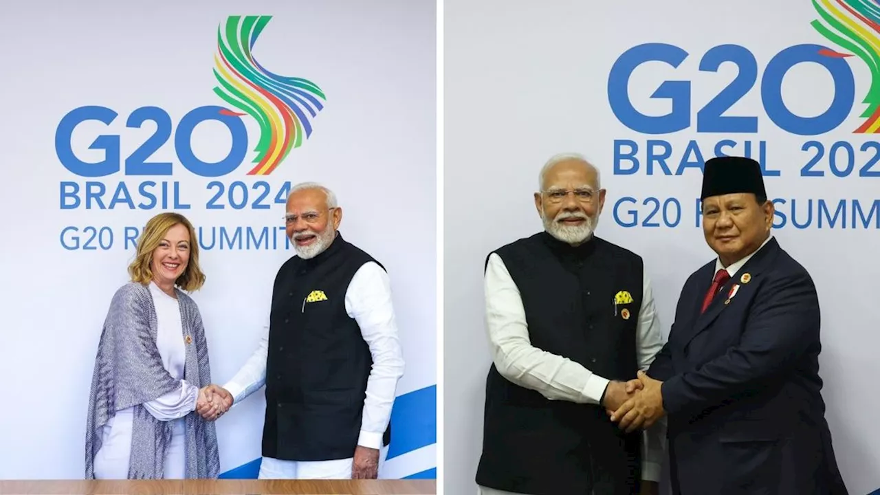 PM Modi in Brazil: जी-20 सम्मेलन के इतर पीएम मोदी ने की इतालवी प्रधानमंत्री मेलोनी और इंडोनेशिया के नवनिर्वाचित राष्ट्रपति से मुलाकात