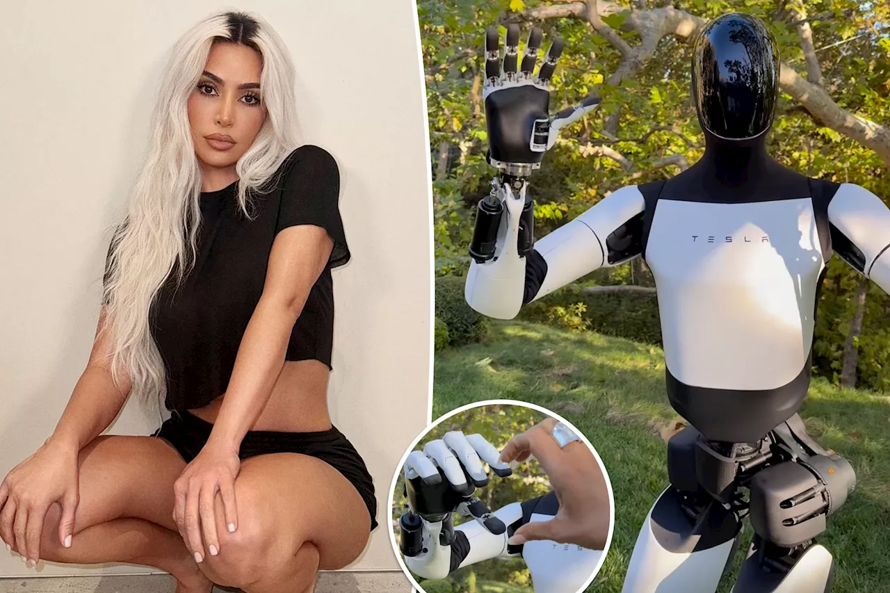 Fans react after single Kim Kardashian hangs out with $30K Tesla robot: 'Low-maintenance boyfriend'