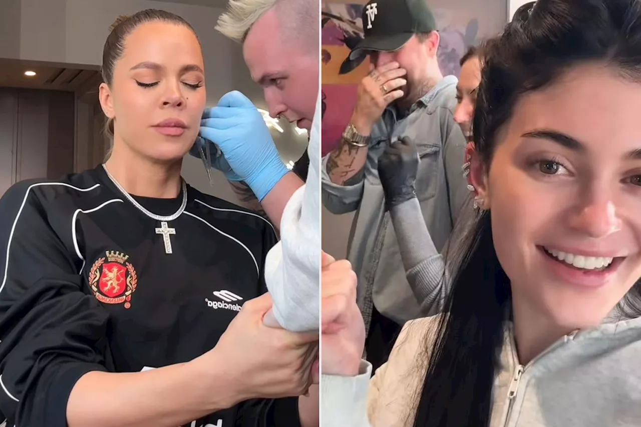 Watch Khloé Kardashian Conquer Her Fear of Piercings Thanks to 'Peer Pressure' from Sister Kylie Jenner