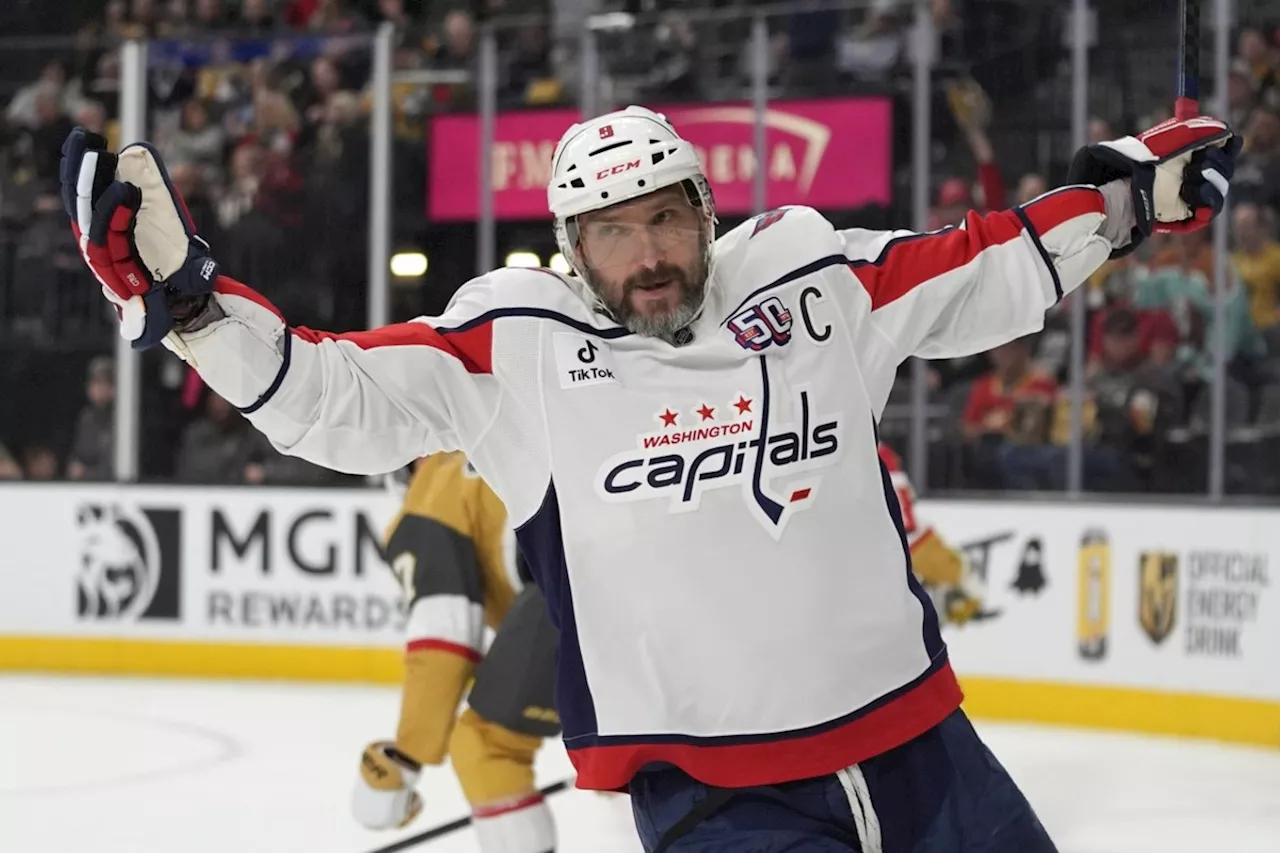 Ovechkin ties NHL record by scoring on 178 different goalies before leaving with apparent leg injury