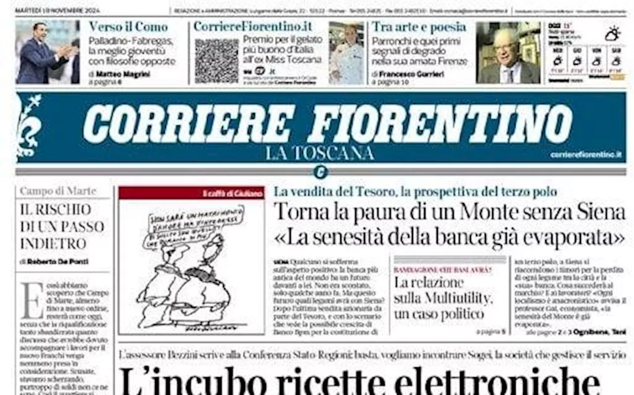 Corriere Fiorentino apre: 'Palladino-Fabregas, la meglio gioventù con filosofie opposte'