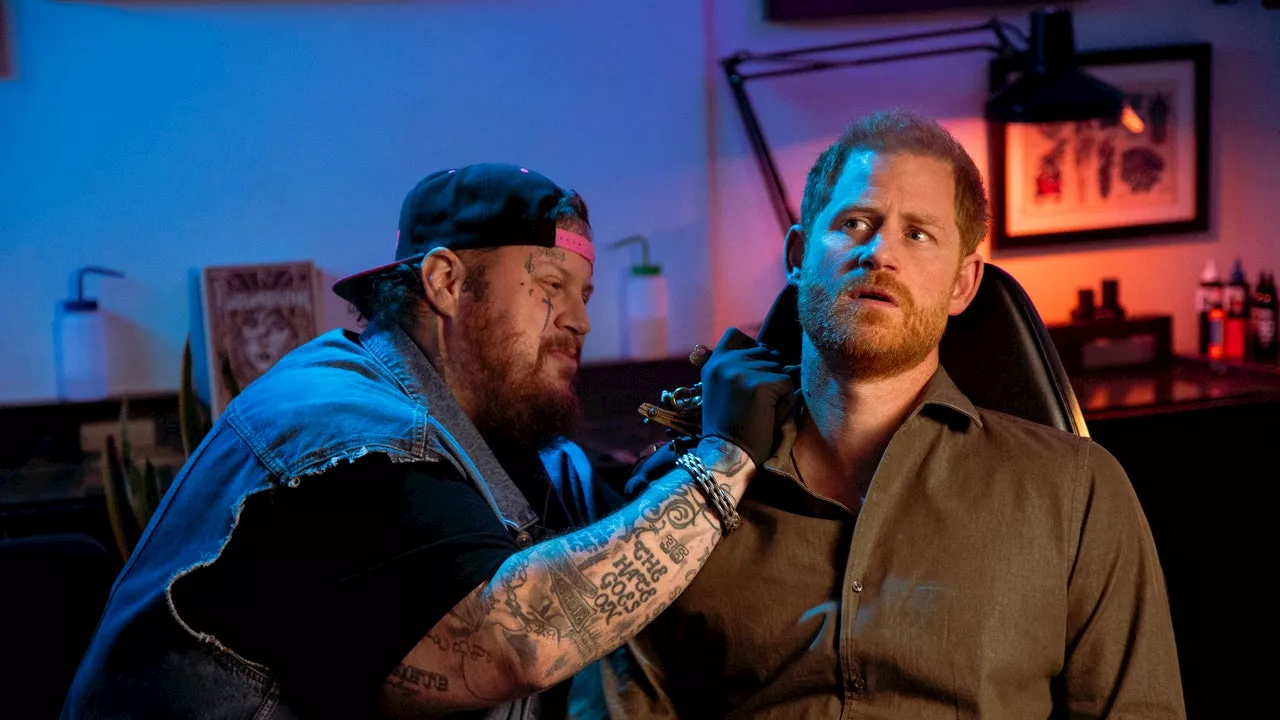 Watch: Prince Harry Looks Terrified as Jelly Roll Tattoos Him