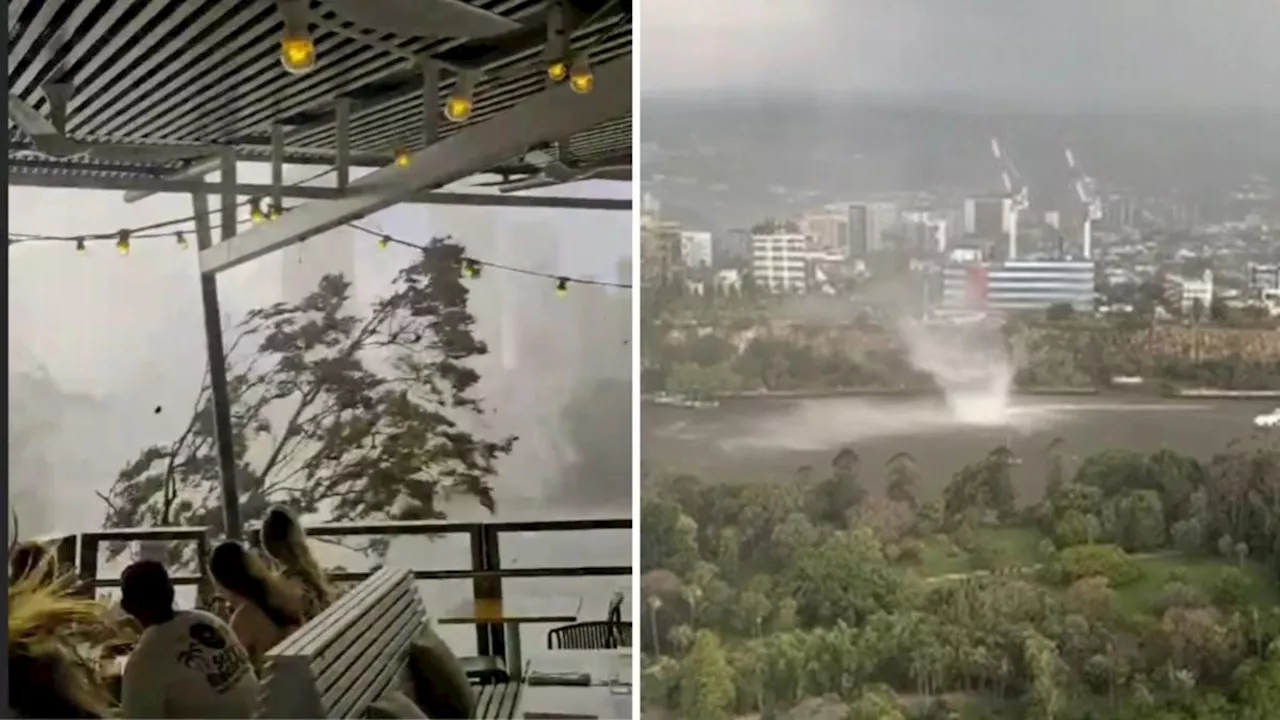 New footage emerges of unusual ‘gustnado’ sweeping over Brisbane River, leaving trail of destruction