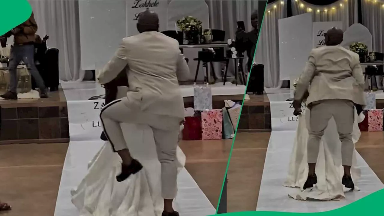 Groom Dances on Bride’s Dress at Wedding in TikTok Video, SA Divided Over His Energy