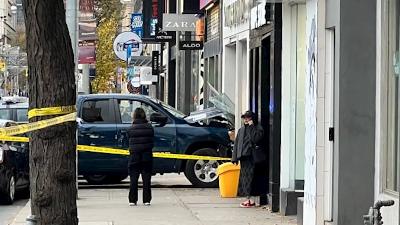 Driver of stolen car hits horse, police cars, downtown storefront: police