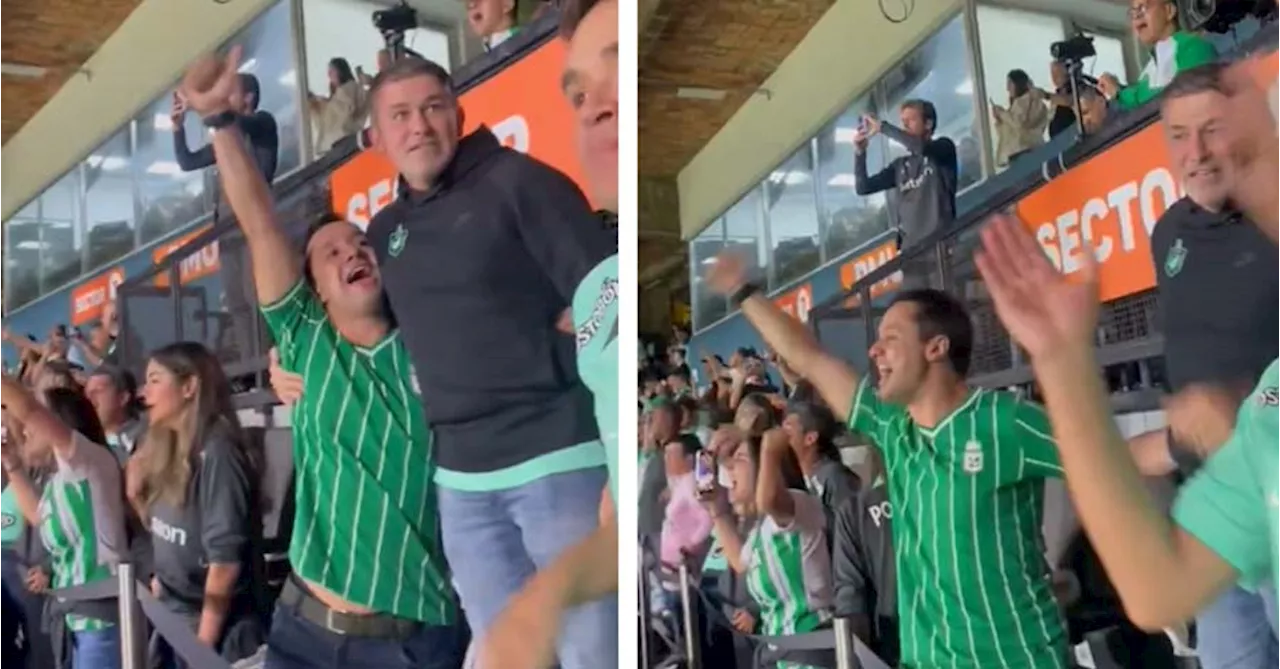 La pasión verdolaga de Sebastián Arango: ¡El presidente cantando con la hinchada!