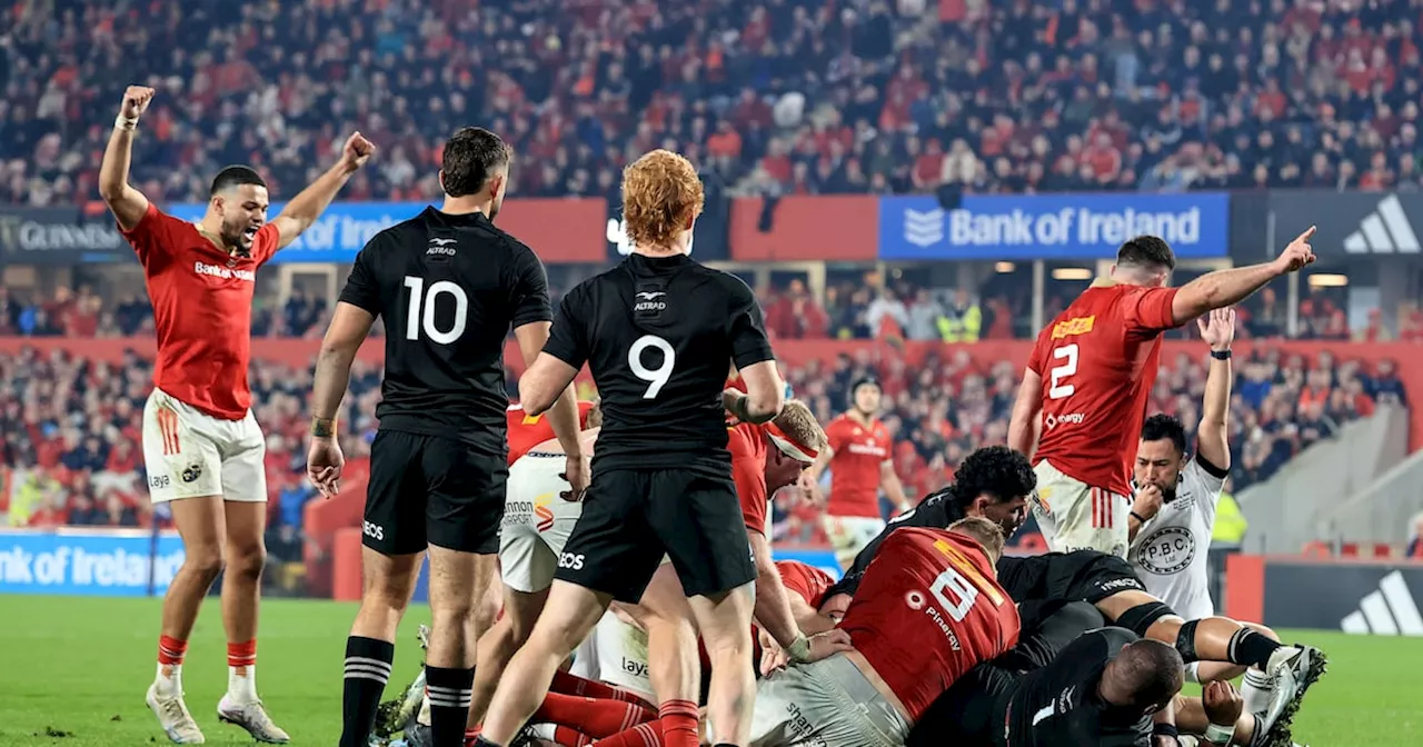 Battling Munster go down to All Blacks XV in absorbing Thomond Park clash