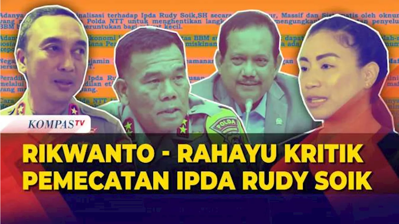 Eks Kapolda Rikwanto hingga Rahayu Keponakan Presiden Prabowo Kritik Pemecatan Ipda Rudy