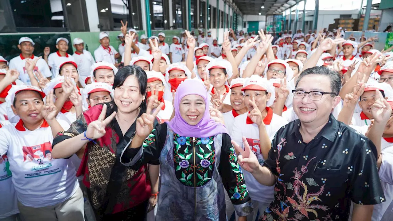 Khofifah Didukung Ribuan Buruh AIM Biskuit Sidoarjo di Pilgub Jatim