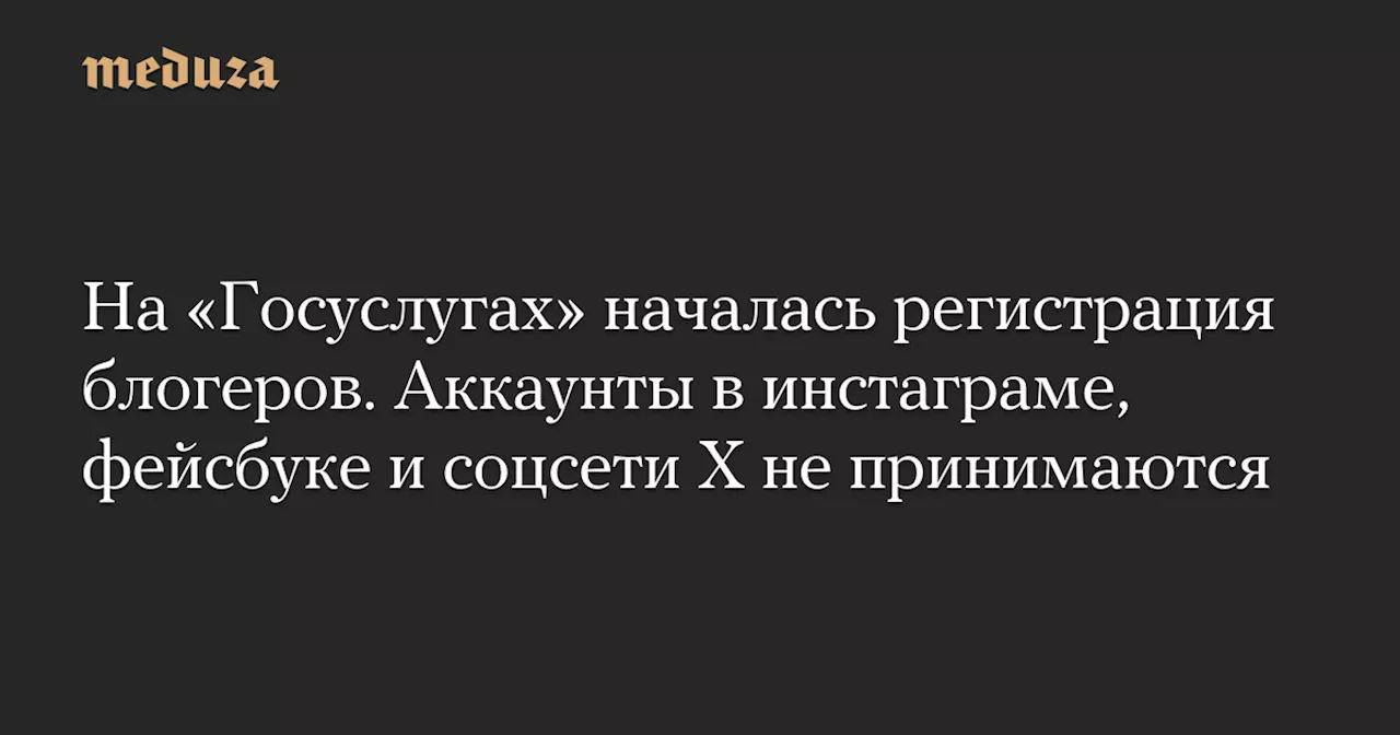 На «Госуслугах» началась регистрация блогеров. Аккаунты в инстаграме, фейсбуке и соцсети X не принимаются — Meduza