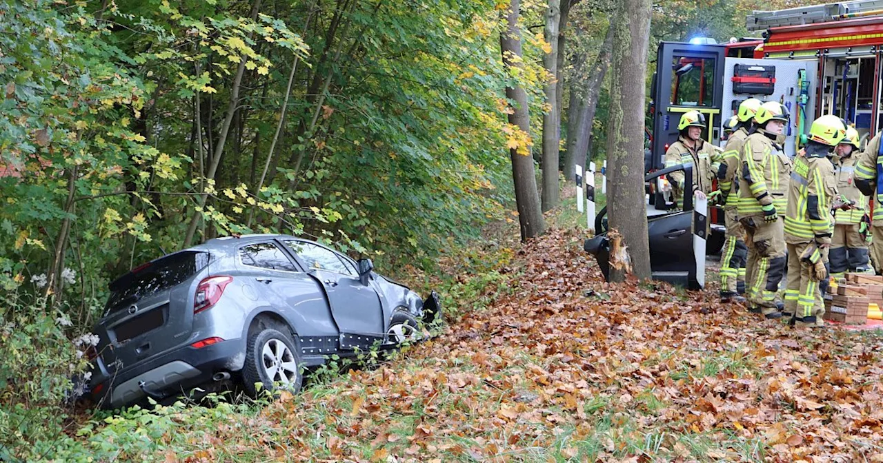 Autofahrerin kommt bei Delbrück von Fahrbahn ab und prallt gegen Baum