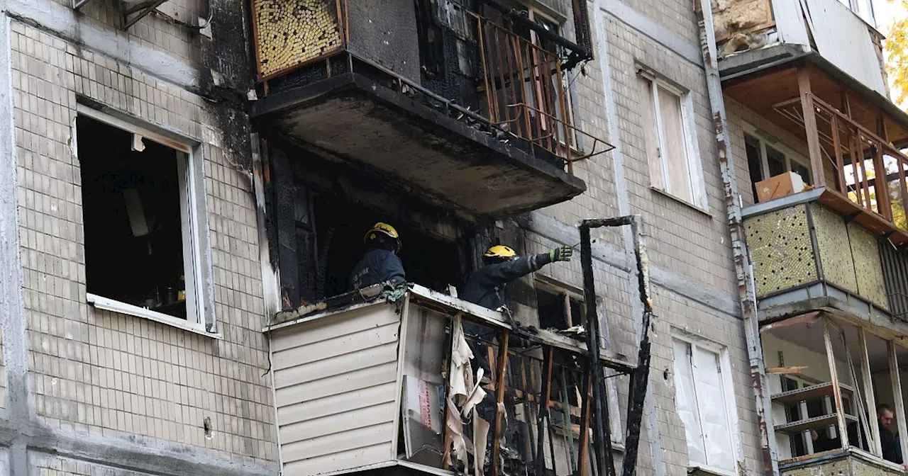 Brände und Schäden nach Drohnenangriffen auf Kiew