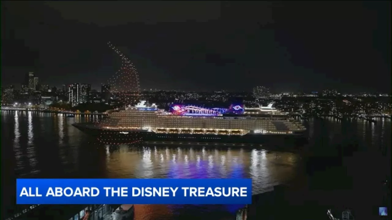 New ship, Disney Treasure, christened in New York Harbor with dazzling drone show