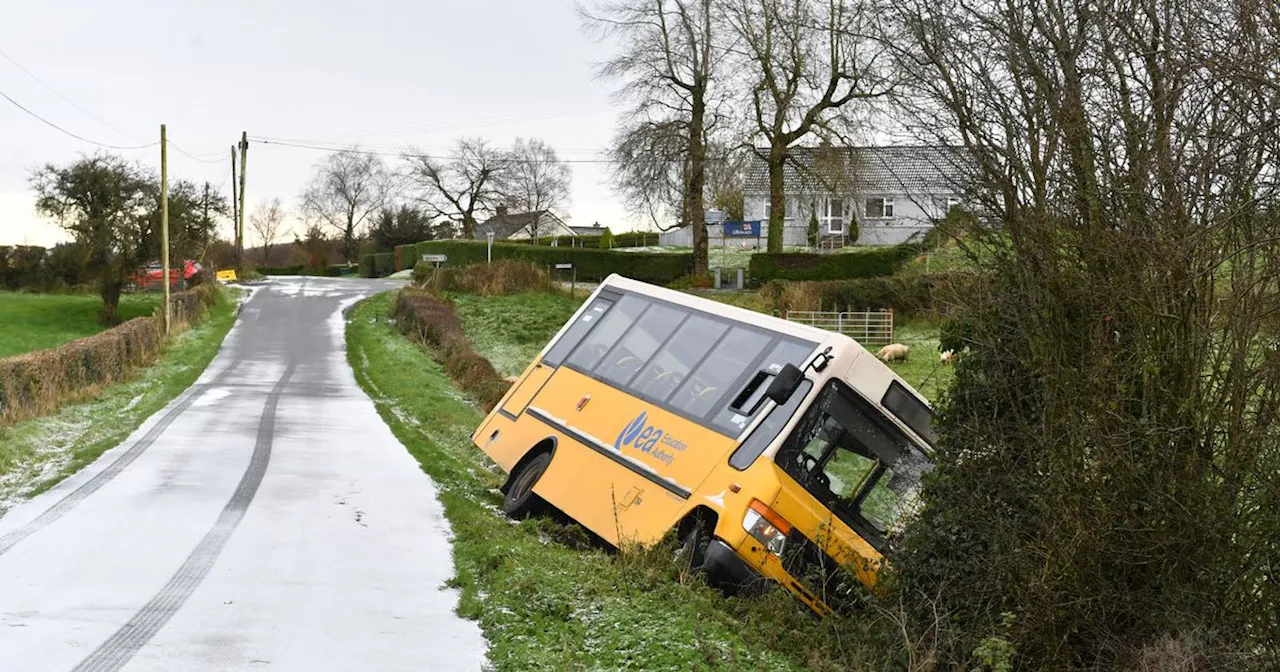 Miracle escape for NI schoolchildren after bus goes off road in icy conditions