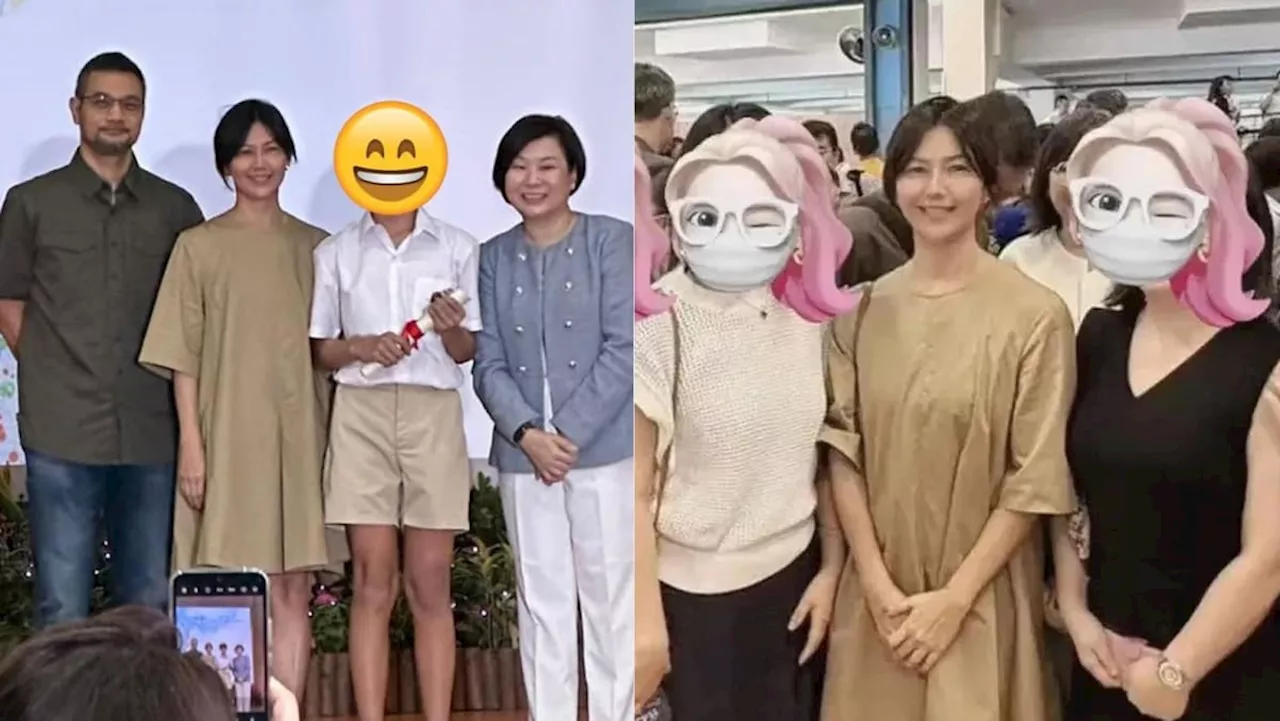 Singer Stefanie Sun attends 12-year-old son's primary school graduation, excited parents turn into starstruck fans