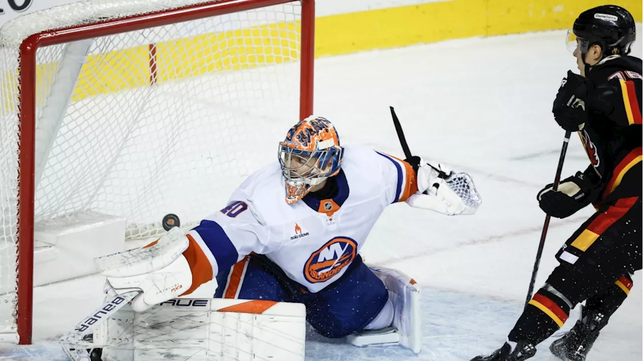 Dustin Wolf solid as Flames hang on for 2-1 shootout win over Islanders