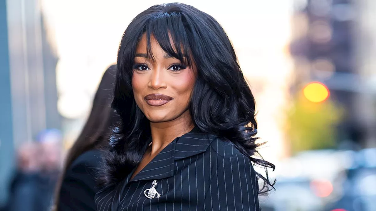 Keke Palmer dazzles in vintage pinstripe set as she continues to promote new book in NYC