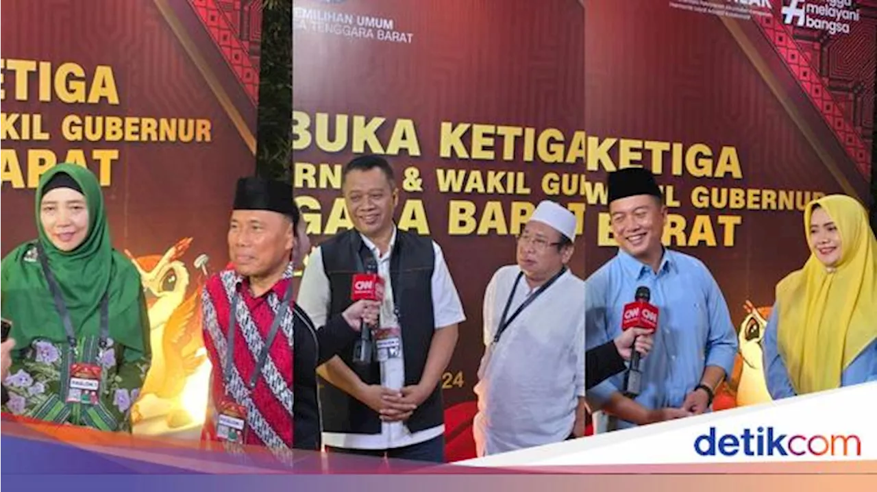 Pose Tiga Paslon Pilgub NTB Saat Tiba di Arena Debat Pemungkas