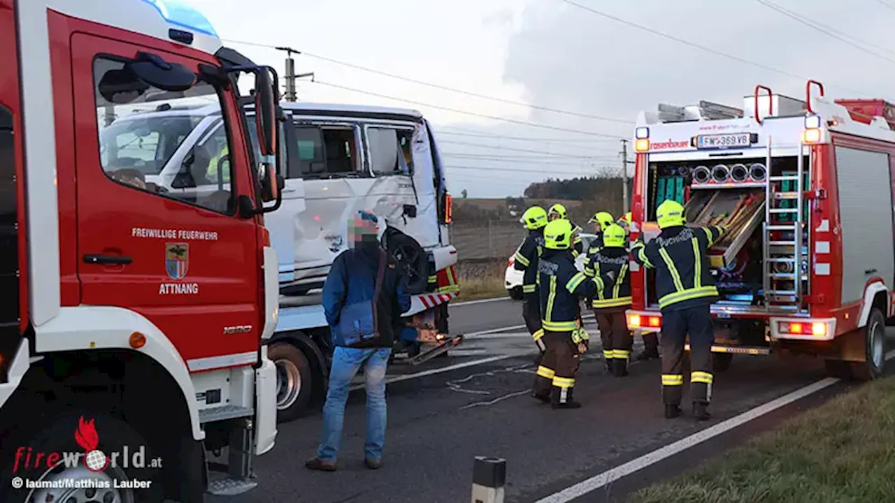 Oö: Zwei Unfälle in Redlham → Crash zwischen zwei Pkw und Streifkollision mit Feuerwehrfahrzeug