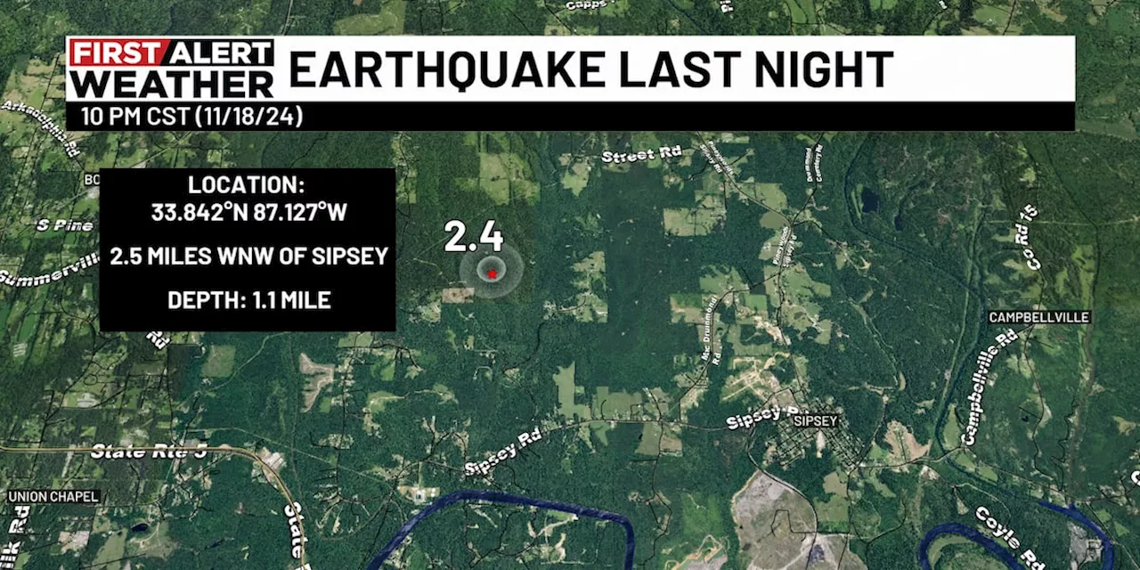 Walker Co. hit with magnitude 2.4 earthquake Monday night