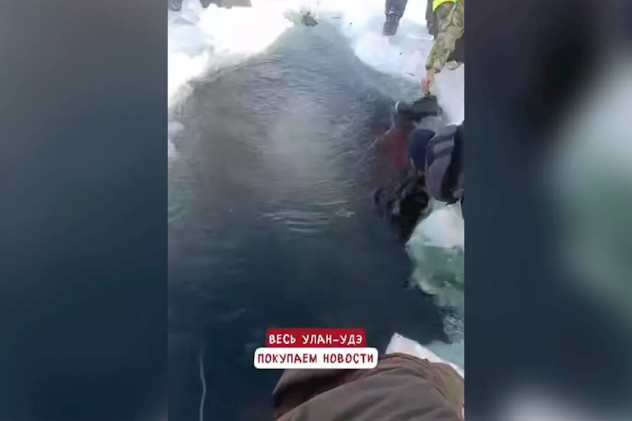 На видео попало, как грузовик провалился под лед вместе с водителем в Забайкальском крае