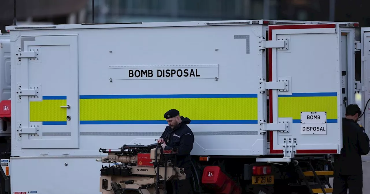 Bomb disposal robot at Glasgow Buchanan Bus Station as surrounding area remains closed off