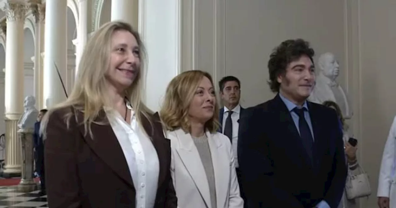 Milei recibe a premier de Italia, Giorgia Meloni en Casa Rosada