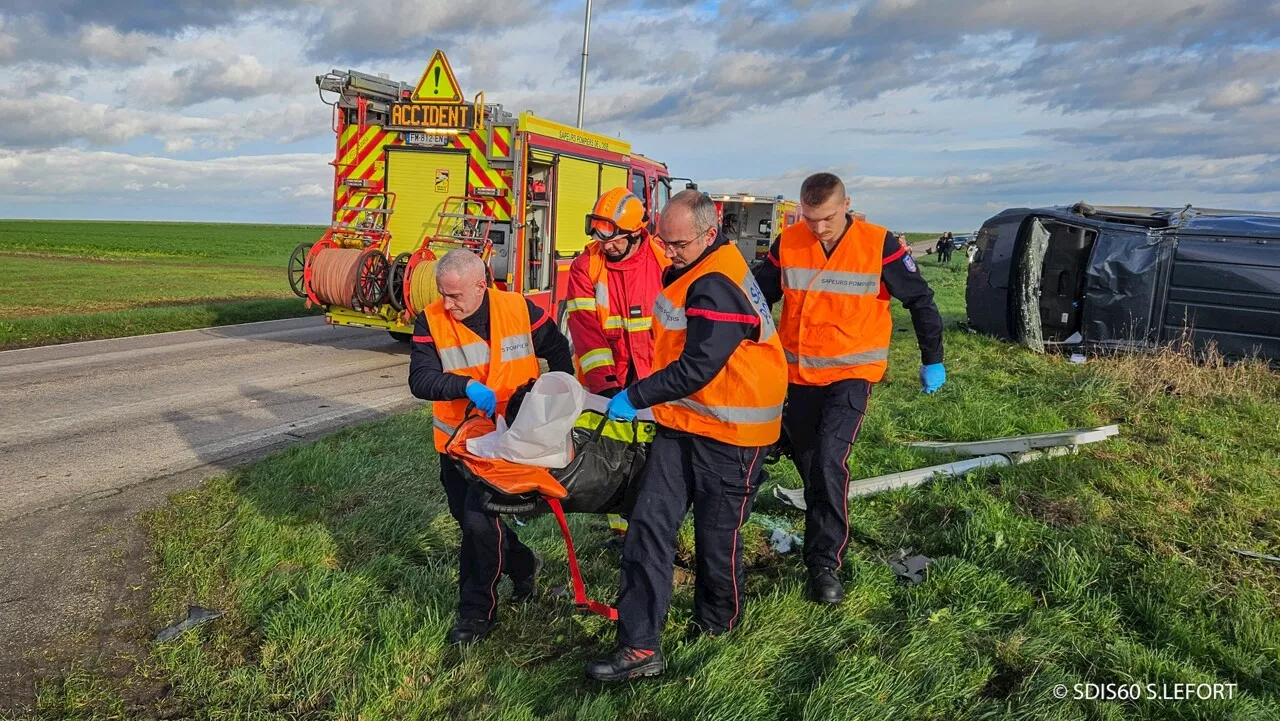 Un accident entre une voiture et une camionnette fait plusieurs blessés dans l'Oise