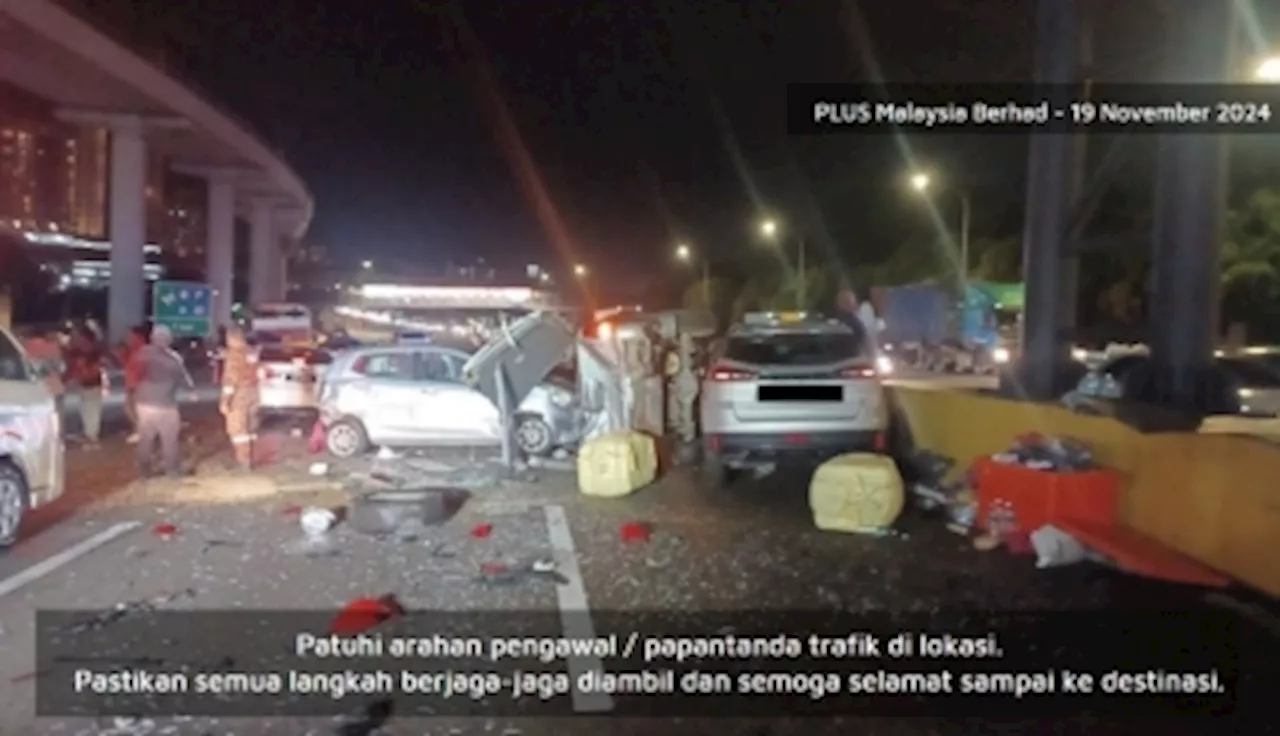 Man trapped in Camry as seven vehicles pile up on NKVE near Subang